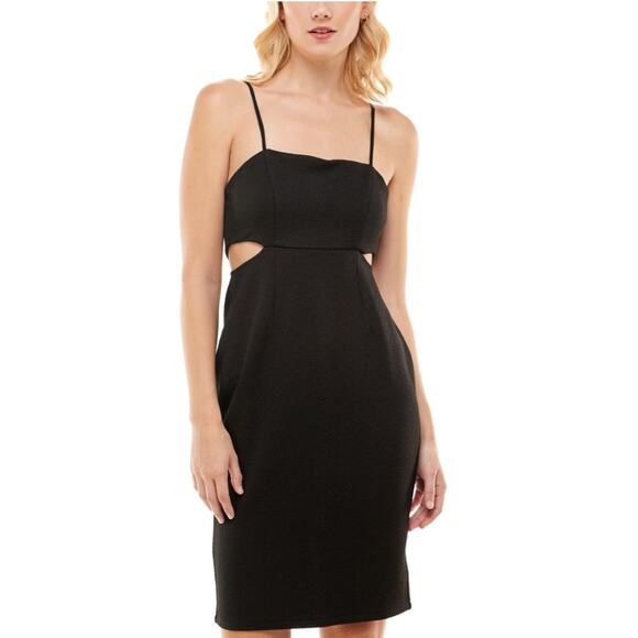 Trixxi Textured Cut Out Mini Dress in Black Size 3 - Picture 1 of 10